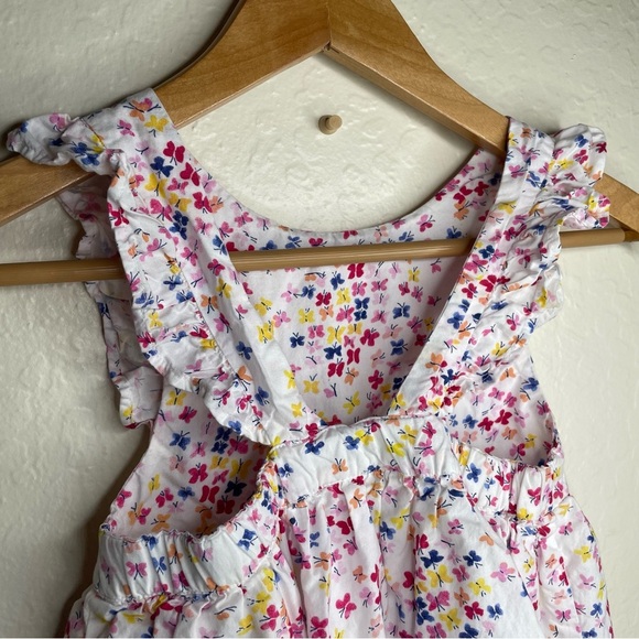 Jojo Maman Bebe Girls 5/6 Apron Style Butterfly Dress White Ruffles 100% Cotton - Picture 8 of 8